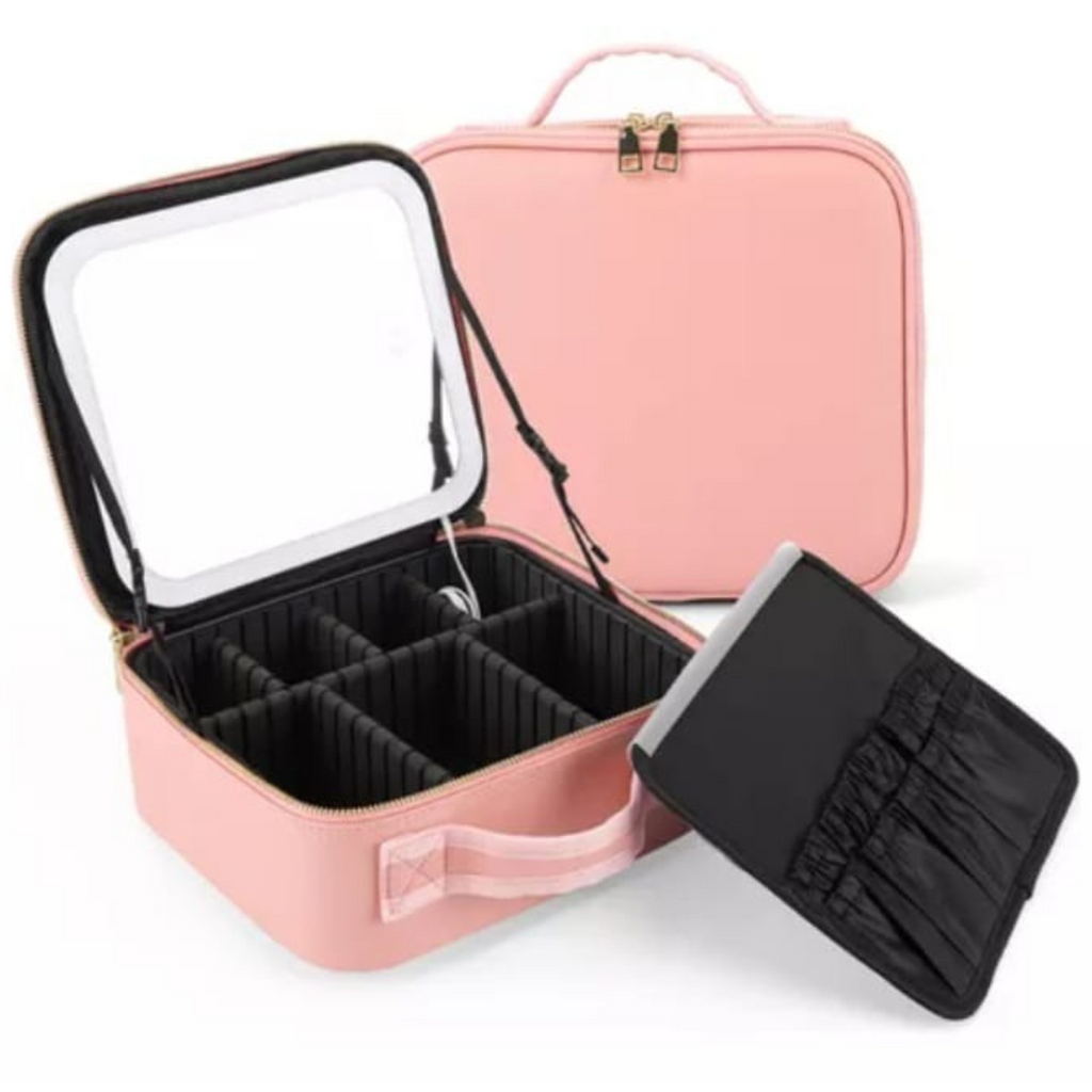 Bolsa de maquillaje con espejo y luz led