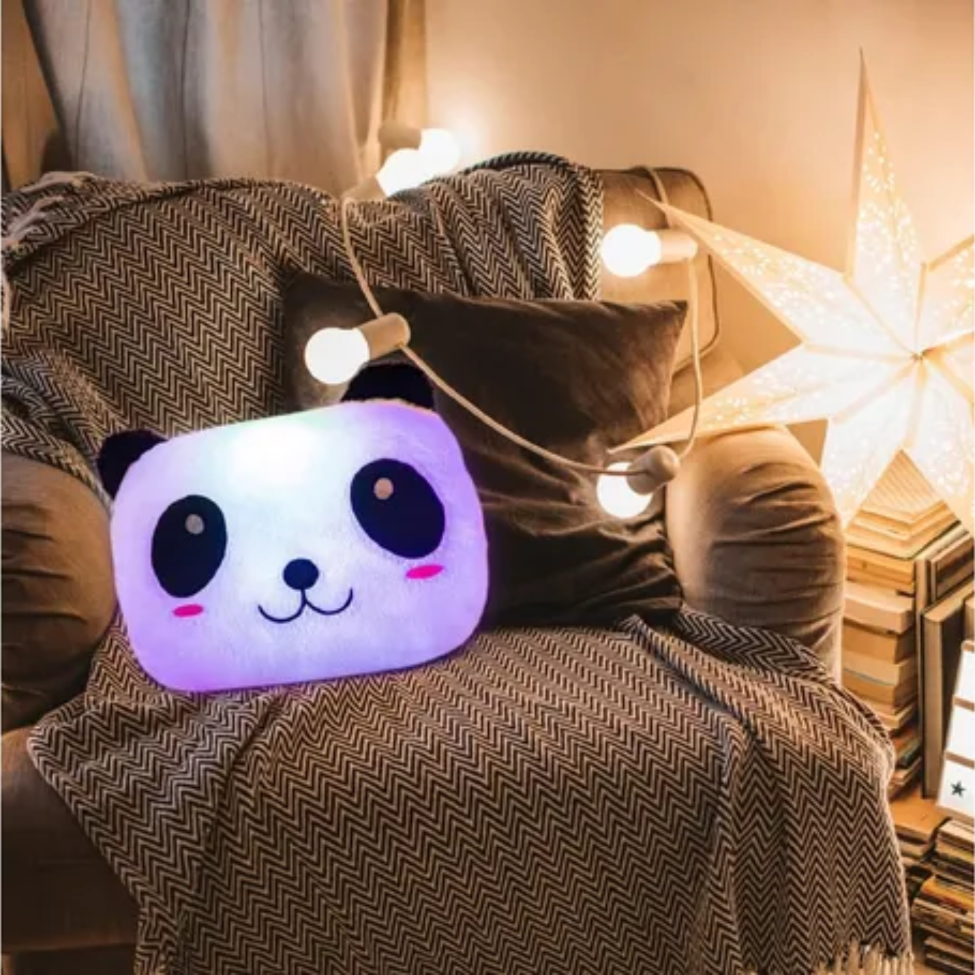 Cojín, almohada oso panda luminoso LED