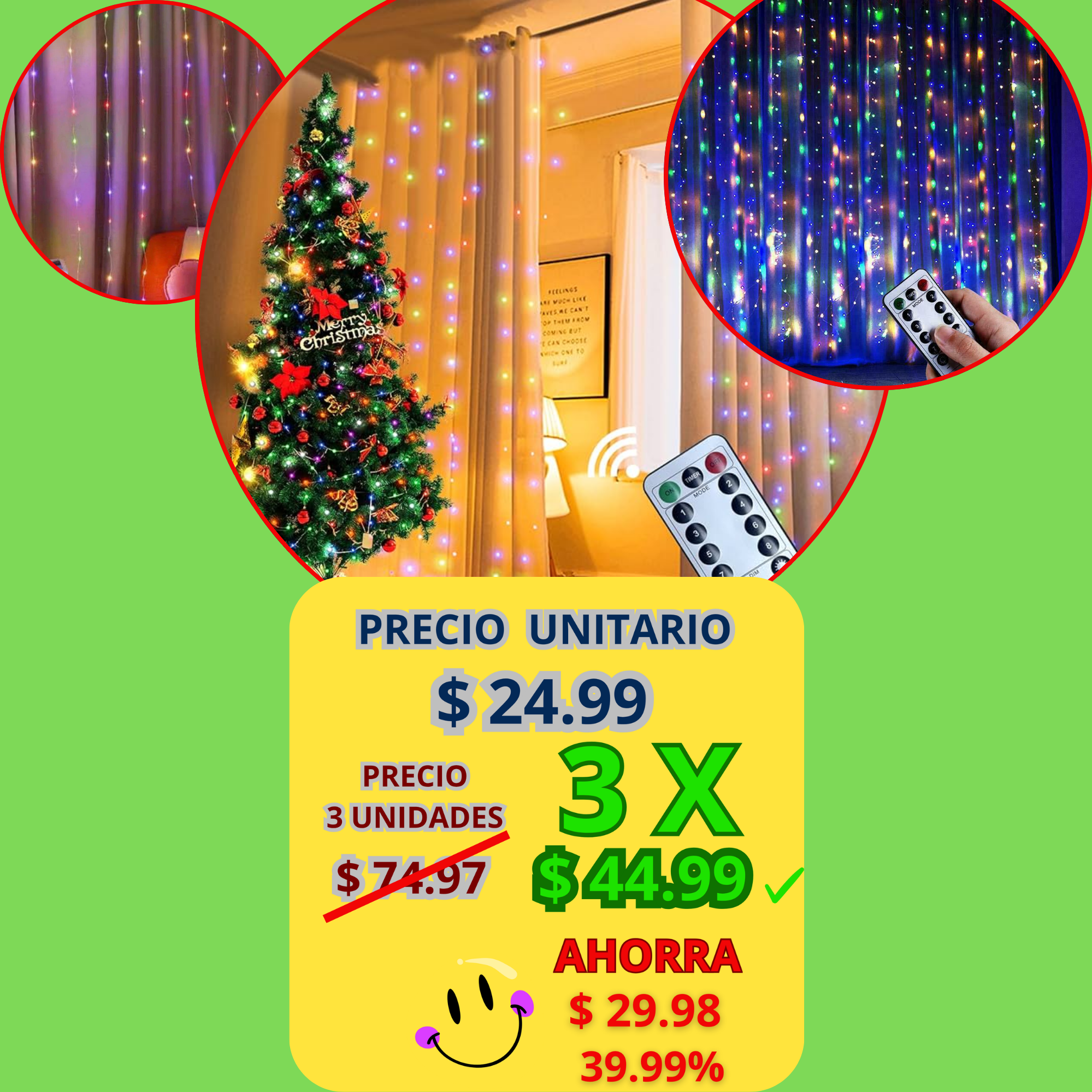 Cortina de Luces LED Multicolor