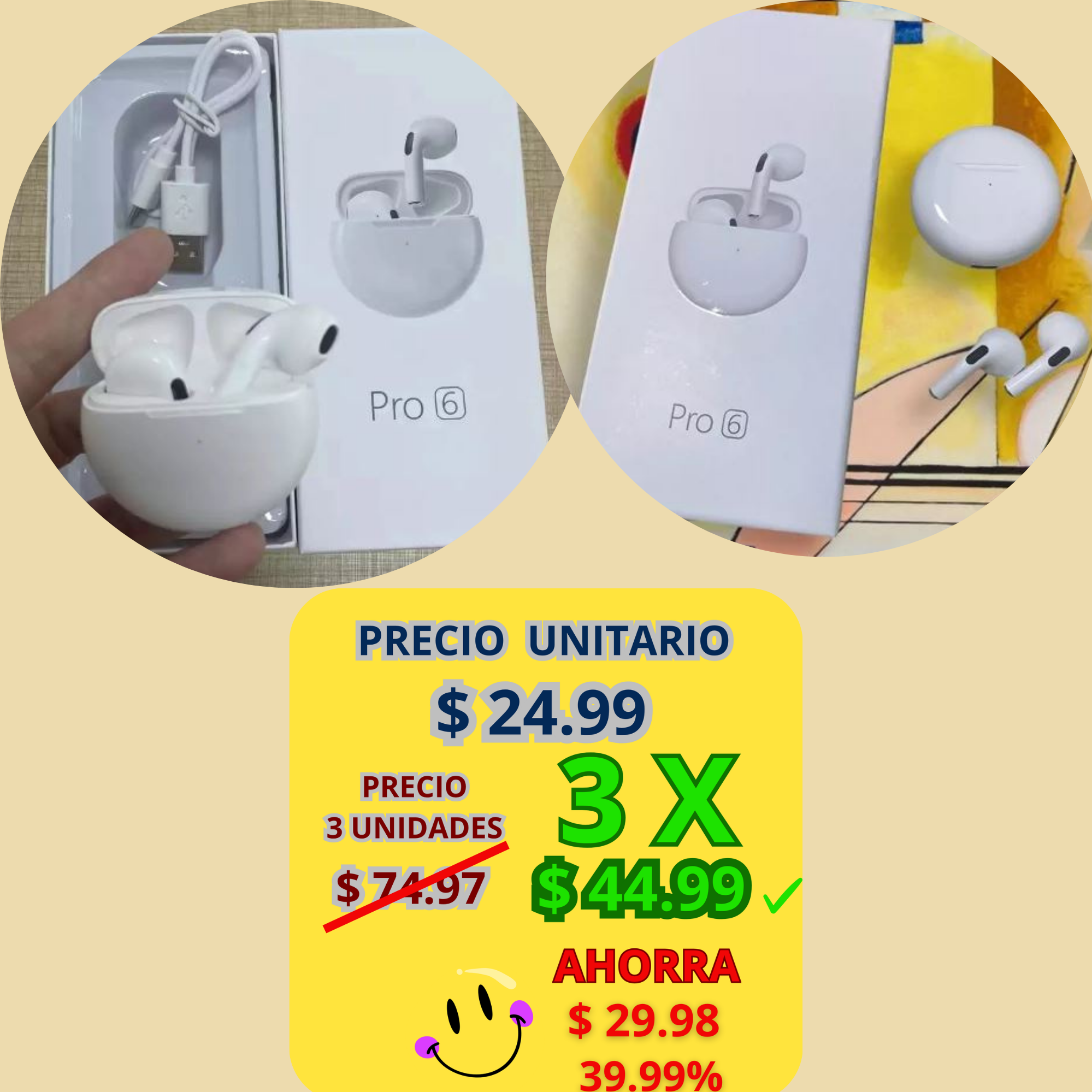 Audifonos, Auriculares Inalambrico Pro 6