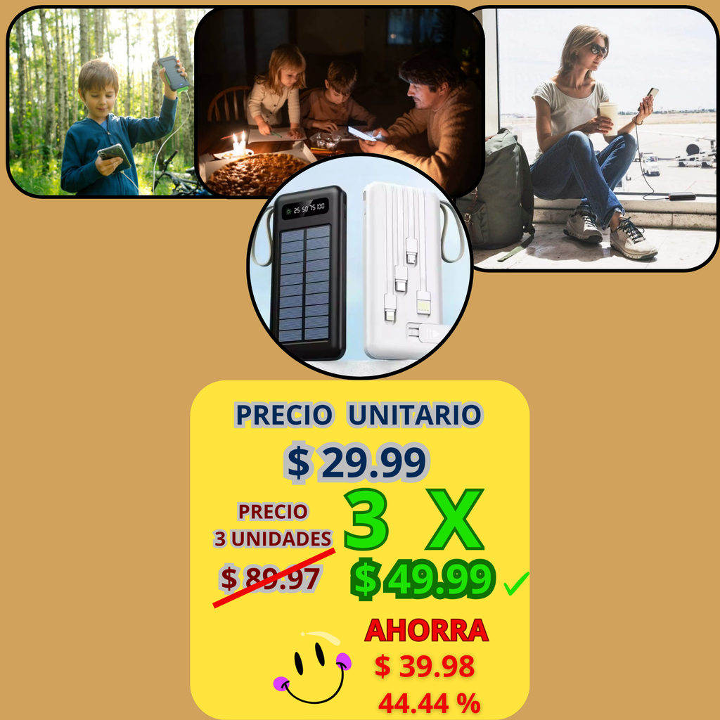 Power Bank 3 en 1 Solar