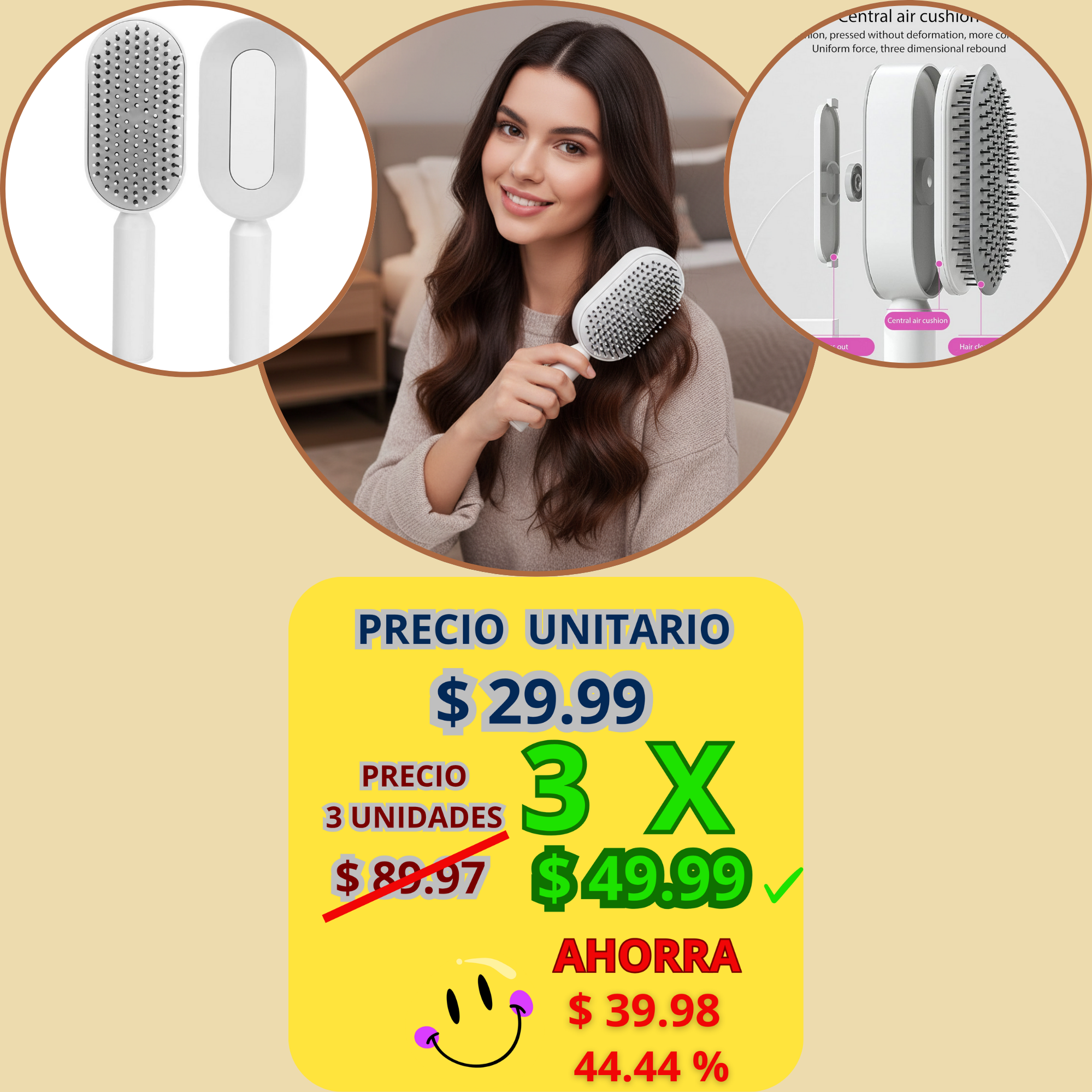 Peine Masajeador Auto Limpiante