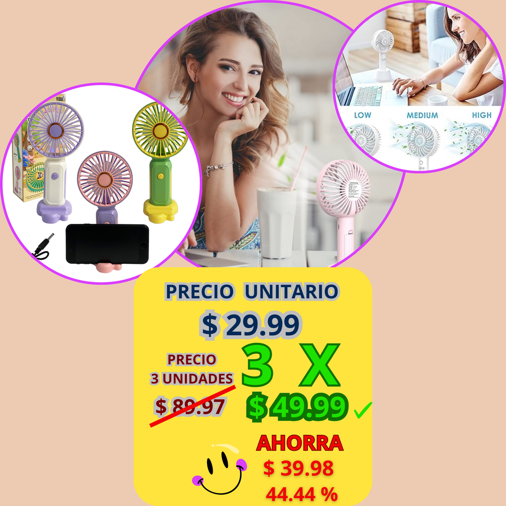 Mini Ventilador Recargable y Portatil