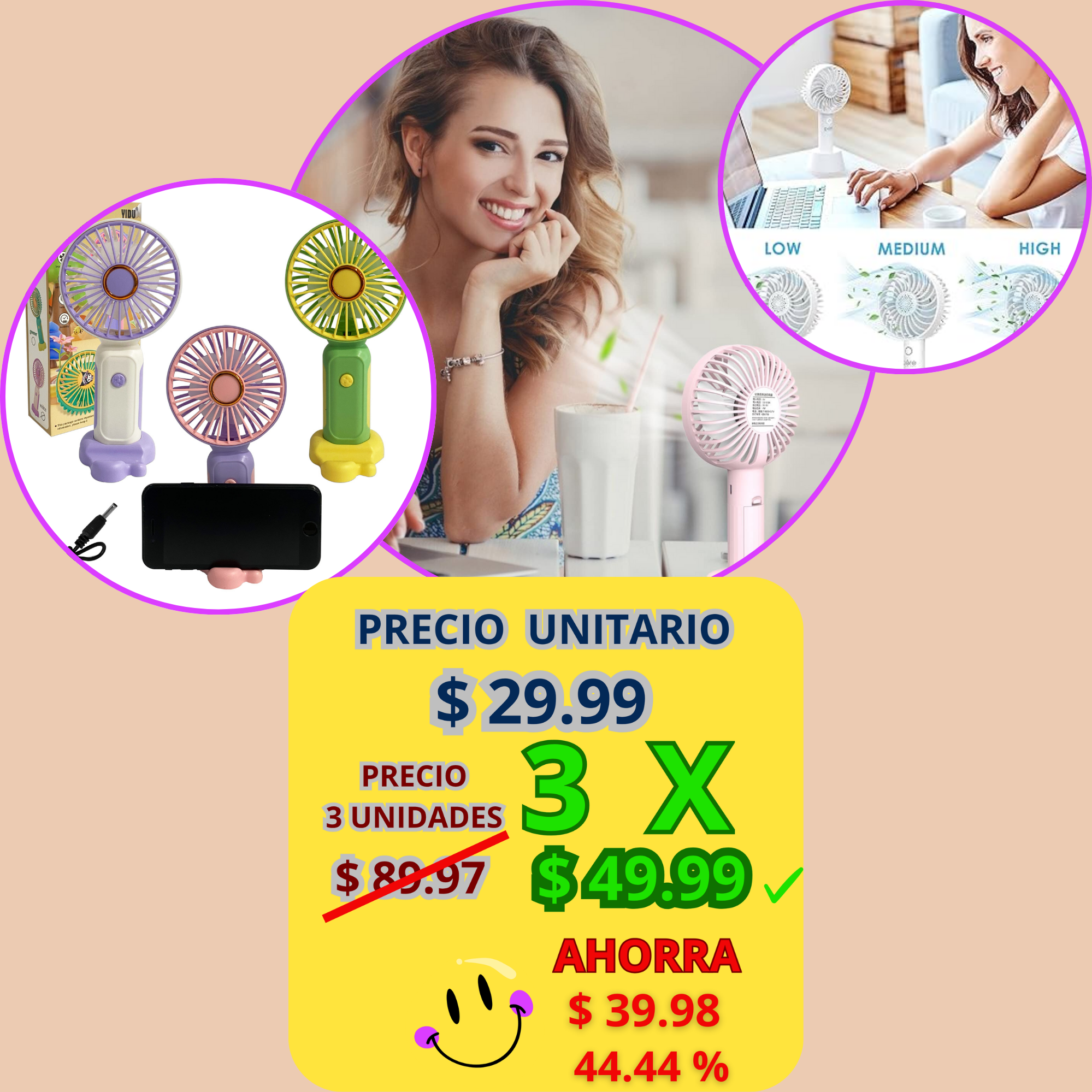 Mini Ventilador Recargable y Portatil