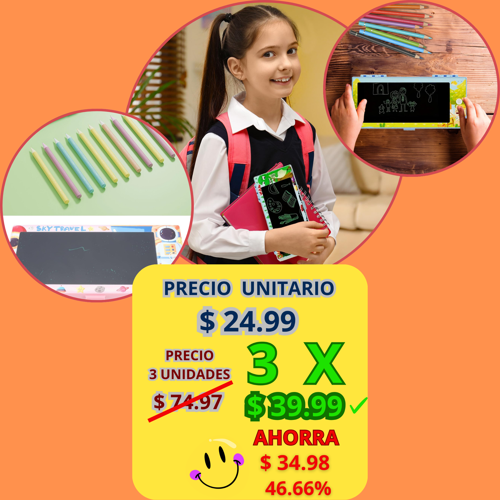 Estuche para Lápices con Tablero LCD