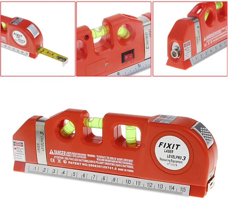Nivel con Laser, Cinta Métrica y Regla